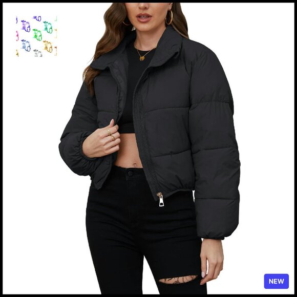 Jackets & Blazers - Cropped Puffer Jacket Quilted Lightweight Winter Coat Chic Y2K Style